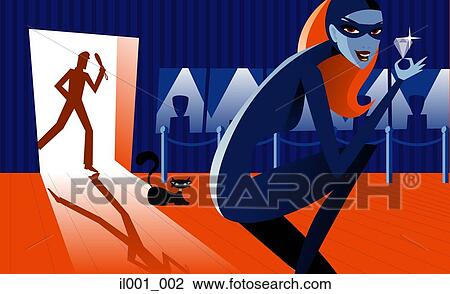 A woman diamond burglar View Large Illustration Drawing - A woman diamond burglar. Fotosearch