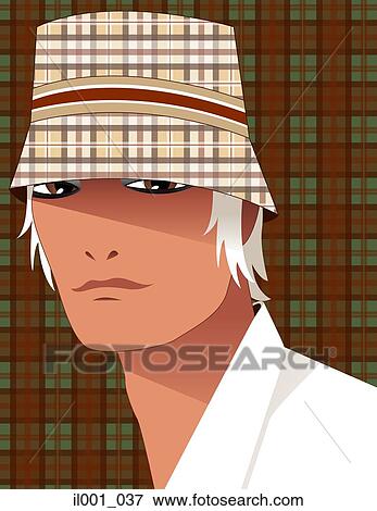 Stock Illustration - Man in checked hat. Fotosearch
