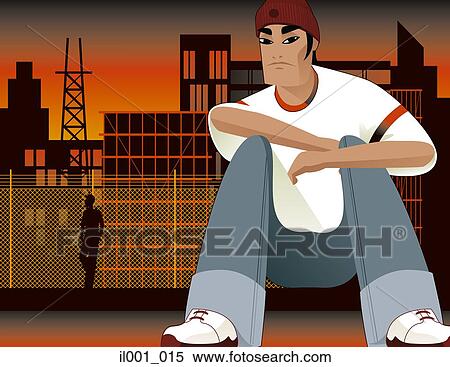 Stock Illustration - Man waiting at road side . Fotosearch
