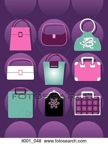Stock Illustration - Nine handbag designs. Fotosearch