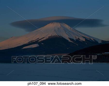 Picture - Dark Cloud overing Mt. Fuji, Japan. Fotosearch
