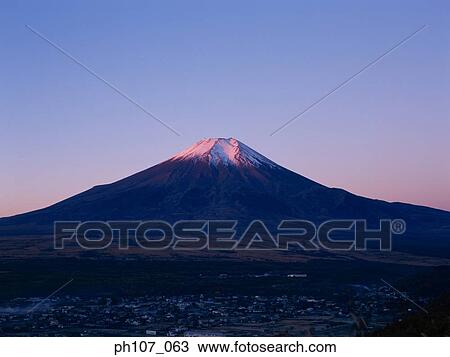 Japan, Mt Fuji, city in foreground View Large Photo Image Stock Image - Japan, Mt Fuji, city in foreground . Fotosearch