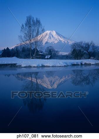 Japan, Mt Fuji in Winter View Large Photo Image Stock Image - Japan, Mt Fuji in Winter. Fotosearch
