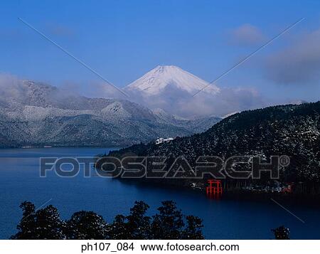 Picture - Japan, Mt Fuji, lake in foreground . Fotosearch