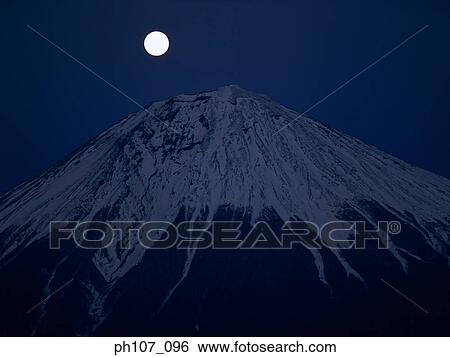Stock Photograph - Night view of Mt. Fuji, Japan. Fotosearch