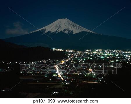 Night view of Mt. Fuji View Large Photo Image Stock Photo - Night view of Mt. Fuji. Fotosearch
