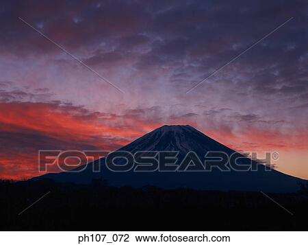 Red and dark sky over Mt. Fuji, Japan View Large Photo Image Stock Image - Red and dark sky over Mt. Fuji, Japan. Fotosearch