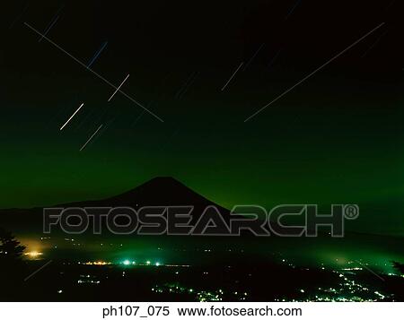 Silhouette of Mt. Fuji, Japan at night View Large Photo Image Stock Photography - Silhouette of Mt. Fuji, Japan at night. Fotosearch