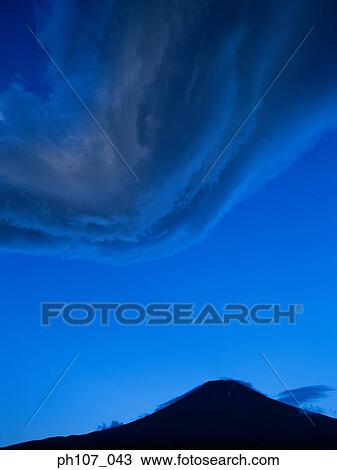 Stock Image - Silhouette of Mt. Fuji, Japan. Fotosearch
