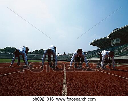 Businessmen at starting line View Large Photo Image Stock Photograph - Businessmen at starting line . Fotosearch