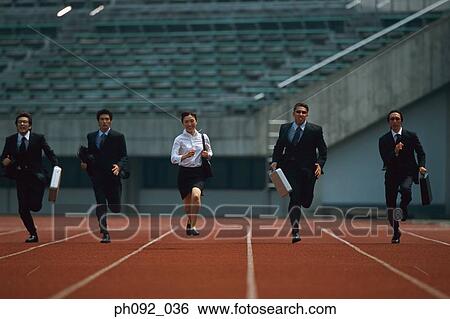 Businesspeople sprinting, carrying briefcases View Large Photo Image Stock Photograph - Businesspeople sprinting, carrying briefcases. Fotosearch