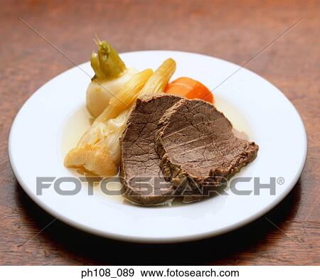 A plate of cooked beef and vegetables View Large Photo Image Stock Photo - A plate of cooked beef and vegetables. Fotosearch