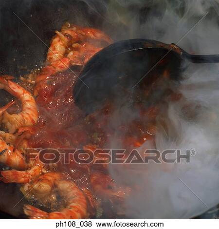 Fried prawns in tomato sauce View Large Photo Image Stock Photo - Fried prawns in tomato sauce. Fotosearch