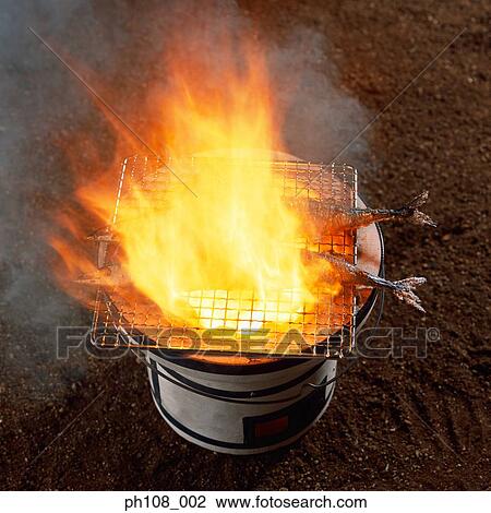 Grilled fish over charcoal fire View Large Photo Image Stock Image - Grilled fish over charcoal fire. Fotosearch
