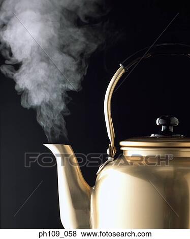 Stock Photo - Kettle with steam. Fotosearch