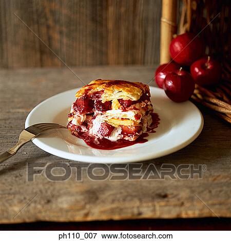 Stock Photo - A plate of apple strudel. Fotosearch