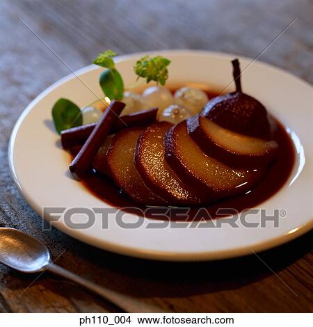 Picture - A plate of pear dessert. Fotosearch
