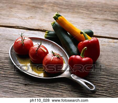 Stock Photo - Tomatoes, red bell peppers and cucumbers. Fotosearch