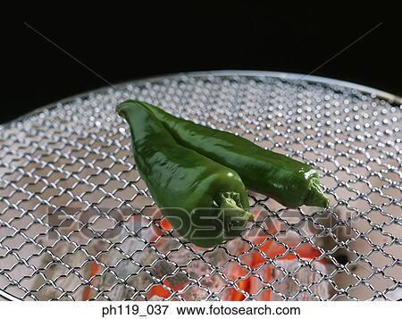 Stock Photo - Grilled green chili. Fotosearch