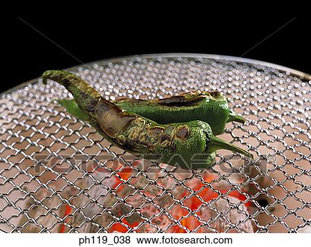 Stock Photo - Grilled green chili. Fotosearch