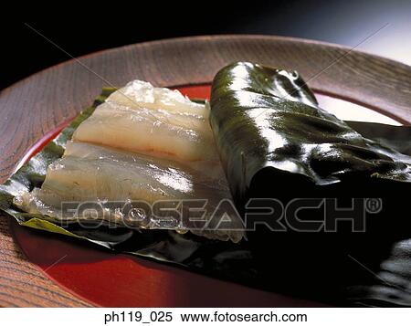 Plate of sashimi (raw fish) covered with seaweed View Large Photo Image Stock Photography - Plate of sashimi (raw fish) covered with seaweed. Fotosearch