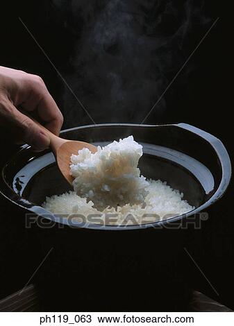 Scooping rice from rice cooker View Large Photo Image Stock Image - Scooping rice from rice cooker. Fotosearch