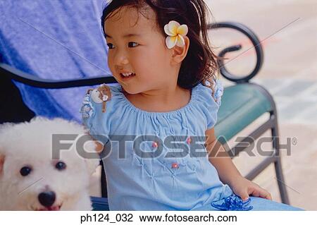 Young Asian girl and a dog View Large Photo Image Stock Image - Young Asian girl and a dog. Fotosearch