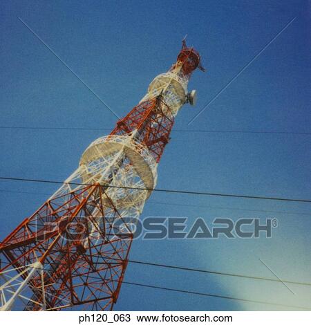 Stock Image - Red and White Pylon. Fotosearch
