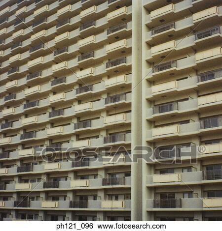 Stock Photograph - A block of residential flat, full frame. Fotosearch