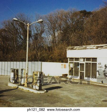 Stock Image - Deserted gas station. Fotosearch
