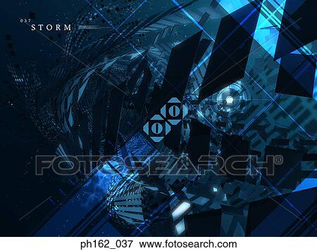 Stock Photo - Abstract image of a storm against blue background. Fotosearch
