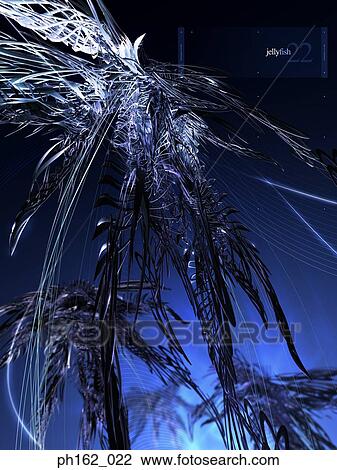 Stock Image - Abstract lines and objects against a blue background. Fotosearch