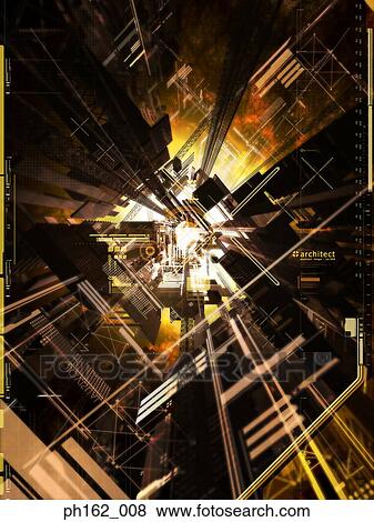 Stock Photo - Abstract neon lights and objects against dark background. Fotosearch