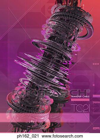 Stock Image - Abstract three dimensional objects against a pink background. Fotosearch