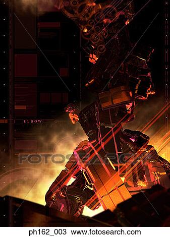 Stock Image - An abstract machine against a dark background. Fotosearch