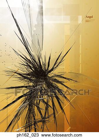 Stock Image - Black lines against yellow background. Fotosearch