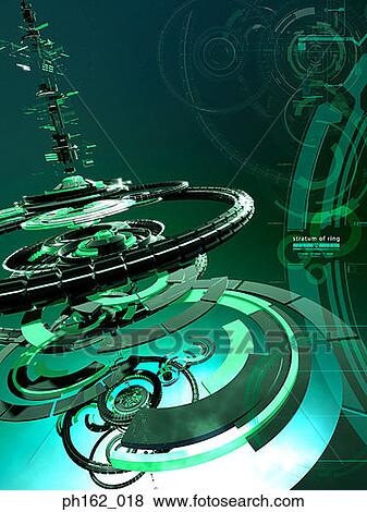 Three dimensional circular objects against a green background View Large Photo Image Stock Photo - Three dimensional circular objects against a green background. Fotosearch