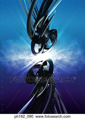 Stock Image - Abstract image of two objects meeting mid-point. Fotosearch