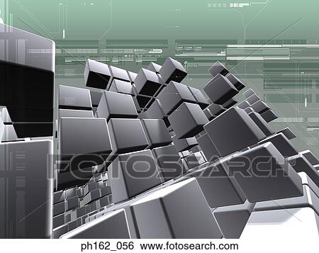 Stock Photograph - Three dimensional blocks against a green background. Fotosearch