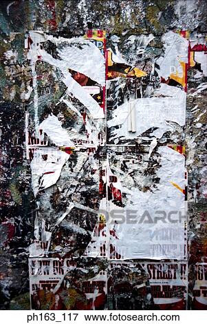 Torn posters on wall View Large Photo Image Stock Photo - Torn posters on wall. Fotosearch