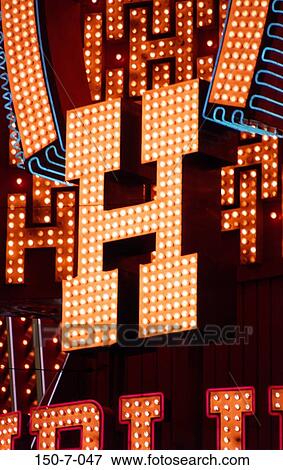 Stock Photo - Neon, Sign, Type, Font, Life, Light, Letters. Fotosearch