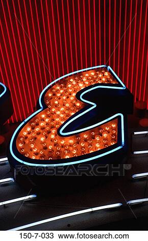 Stock Image - , Typography, Neon, Sign, Word, las vegas. Fotosearch