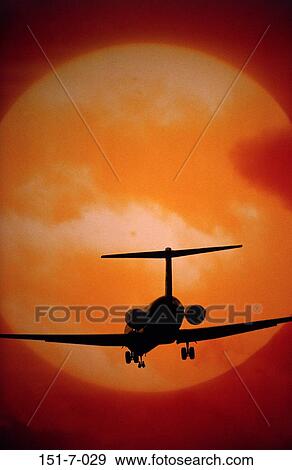 Aviation, Silhouette, Jet, Fly, Sun, Airport View Large Photo Image Stock Photo - Aviation, Silhouette, Jet, Fly, Sun, Airport. Fotosearch
