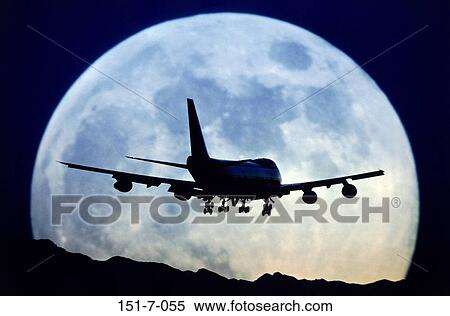 Stock Photography - Landing, Land, Outside, Moon, Commercial, Aviation, Soar. Fotosearch