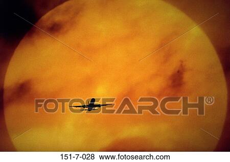 Stock Photo - Outdoors, Airport, Sunrise, Jet, Travelling, Airplane, Aircraft. Fotosearch