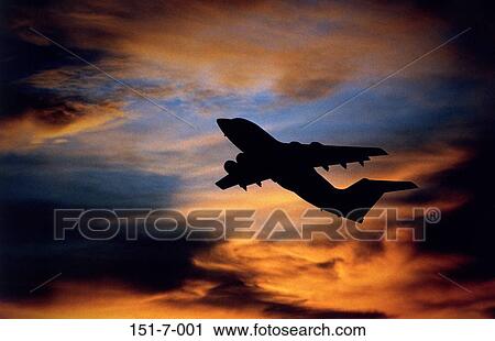 Stock Image - Plane, Airline, Aeroplane, Aircraft, Flight, Outside, Silhouette. Fotosearch