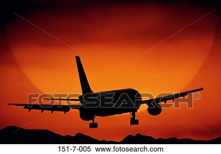 Stock Photography - Travelling, Airplanes, Transport, Daylight, Sun, Soaring, Silhouette. Fotosearch