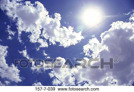Stock Photo - Heaven, Backgrounds, Weather, Blue, Atmosphere, Cumulus, Clouds. Fotosearch