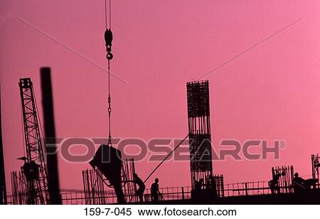 Commercial, Building, Outdoors, Crane, Steel, Frame, Construction View Large Photo Image Stock Photography - Commercial, Building, Outdoors, Crane, Steel, Frame, Construction. Fotosearch