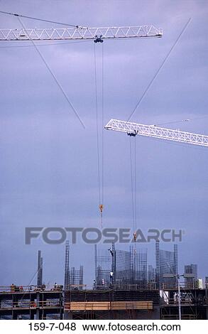 Horn, Cranes, Outdoors, Commercial, Site, Steel, Construction View Large Photo Image Stock Photo - Horn, Cranes, Outdoors, Commercial, Site, Steel, Construction. Fotosearch